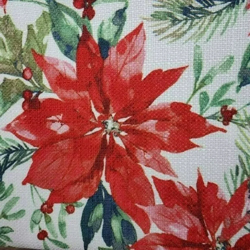 60x84in Oblong Red‎ Poinsettia Flower Christmas Tablecloth